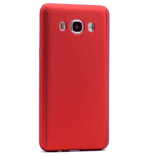 Galaxy J5 2016 Kılıf Zore 360 3 Parçalı Rubber Kapak Kırmızı