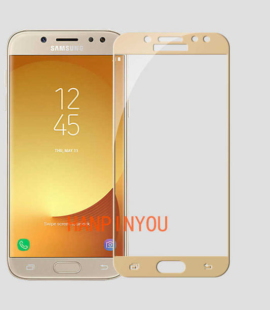 Galaxy J530 Pro Zore Ekranı Tam Kaplayan Düz Cam Koruyucu Gold