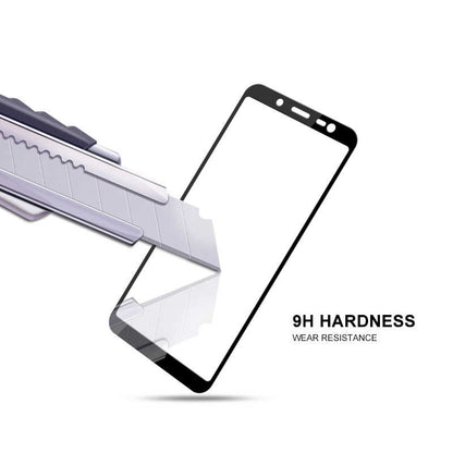 Galaxy J6 Zore Kenarları Kırılmaya Dayanıklı Cam Ekran Koruyucu Siyah