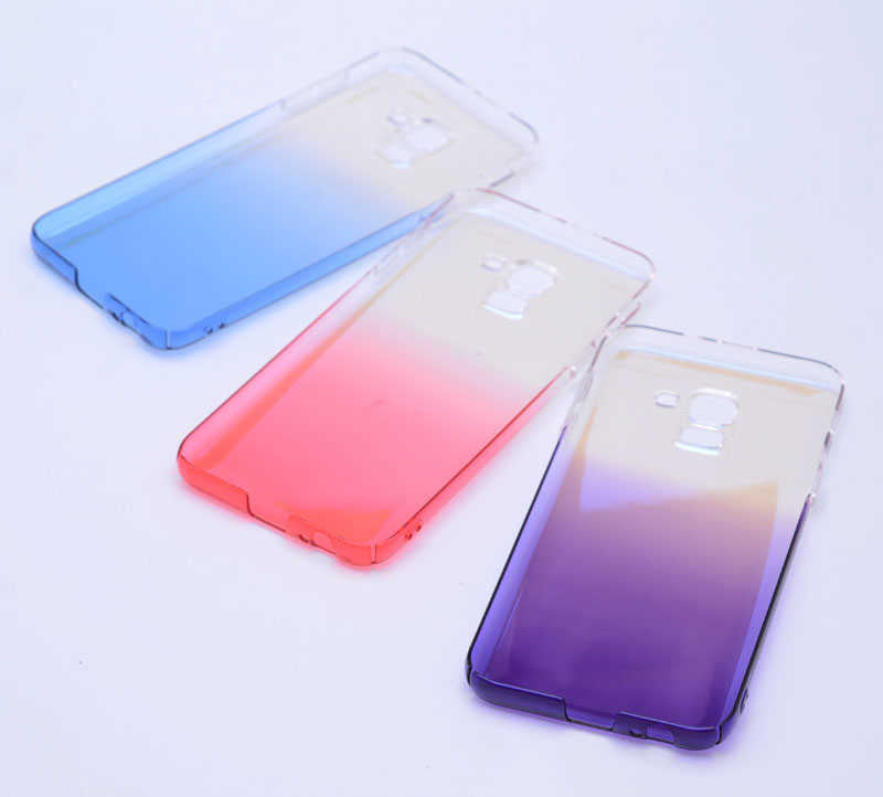 Galaxy J6 Zore Renkli Transparan Kapak Mavi