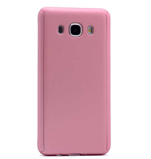 Galaxy J7 2016 Kılıf Zore 360 3 Parçalı Rubber Kapak Rose Gold