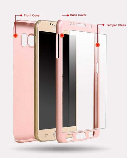 Galaxy J7 Core Kılıf Zore 360 3 Parçalı Rubber Kapak Rose Gold