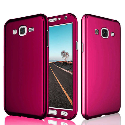 Galaxy J7 Core Kılıf Zore 360 3 Parçalı Rubber Kapak Mürdüm