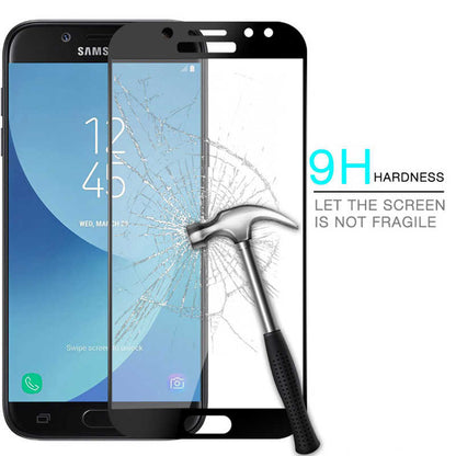 Galaxy J7 Prime Zore Kenarları Kırılmaya Dayanıklı Cam Ekran Koruyucu Gold