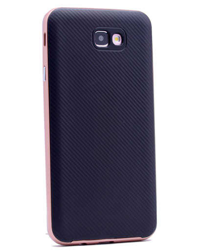 Galaxy J7 Prime Kılıf Zore İnce Mono Karbon Silikon Kapak Rose Gold