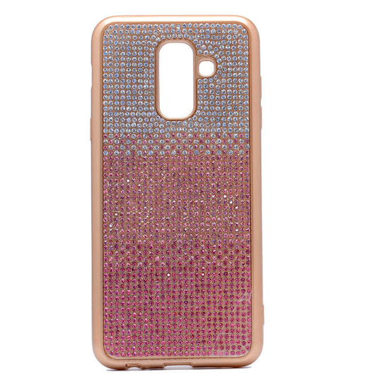 Galaxy J8 Kılıf Zore Mat Lazerli Taşlı Silikon Pembe