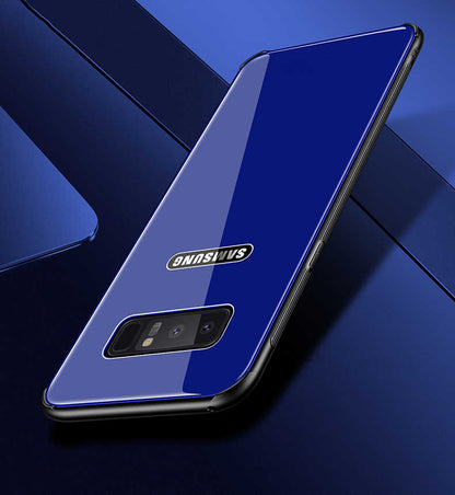 Galaxy Note 8 Kılıf Zore Düz Renkli Ebruli Cam Kapak Kırmızı