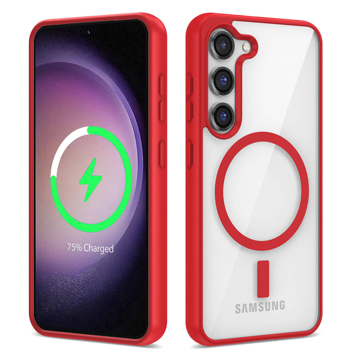 Galaxy S22 Kılıf Magsafe Wireless Şarj Özellikli Silikon Zore Ege Kapak Kırmızı