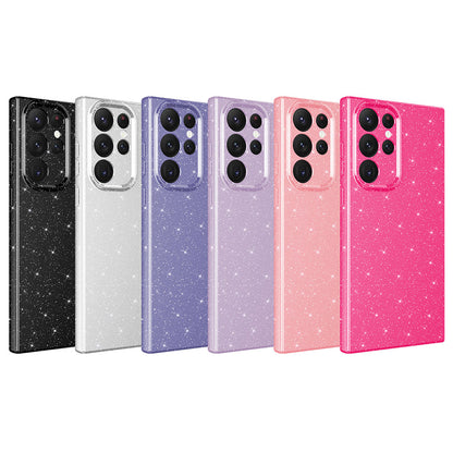 Galaxy S22 Ultra Kılıf Kamera Korumalı Simli Lüks Zore Koton Kapak Pembe Koyu