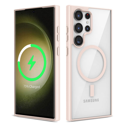 Galaxy S22 Ultra Kılıf Magsafe Wireless Şarj Özellikli Silikon Zore Ege Kapak Pembe