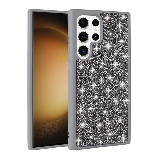Galaxy S22 Ultra Kılıf Parlak Taşlı Tasarım Zore Pırlanta Kapak Gri