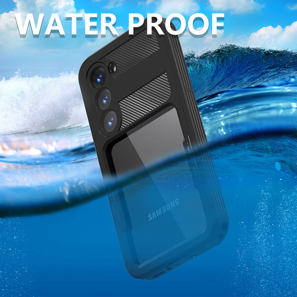 Galaxy S23 Kılıf 1-1 Su Geçirmez Kılıf Siyah