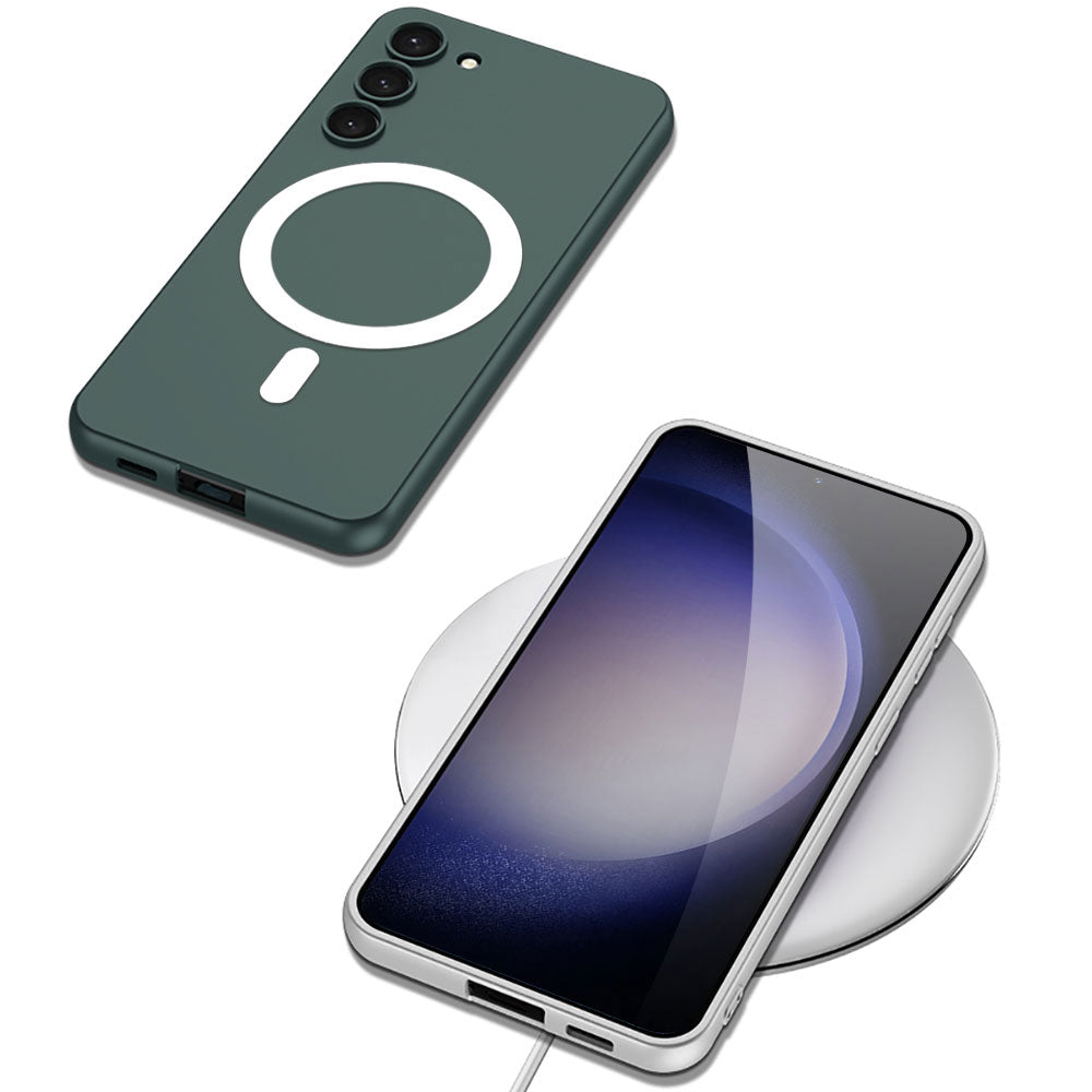 Galaxy S23 Kılıf Wireless Şarj Özellikli Zore Kıpta Magsafe Silikon Kapak Siyah