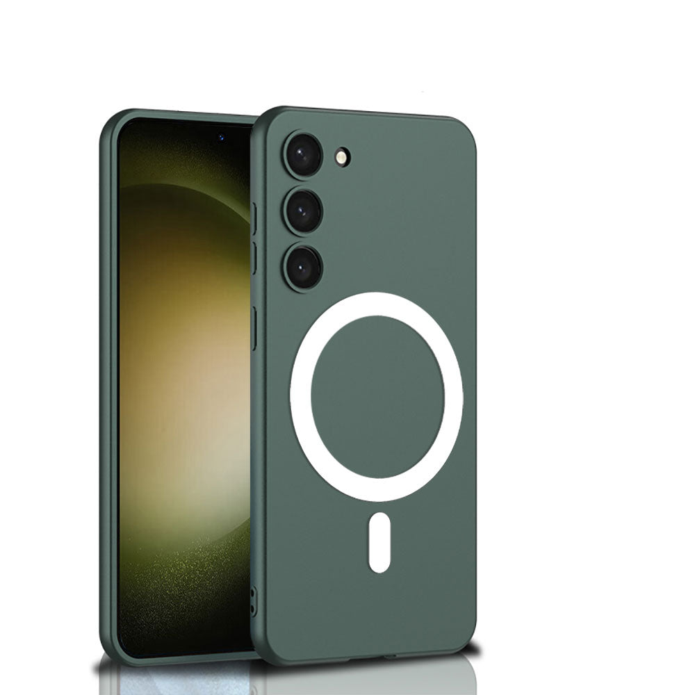 Galaxy S23 Kılıf Wireless Şarj Özellikli Zore Kıpta Magsafe Silikon Kapak Yeşil