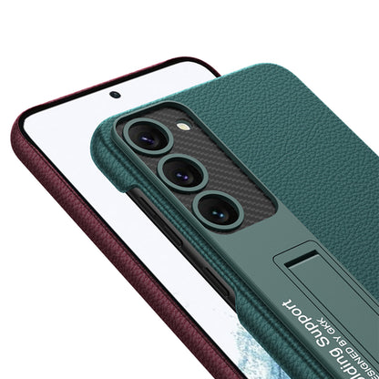 Galaxy S23 Kılıf Zore Kıpta Standlı Kapak Siyah Litchi