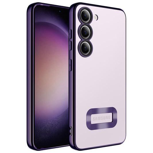 Galaxy S23 Plus Kılıf Kamera Korumalı Logo Gösteren Zore Omega Kapak Derin Mor