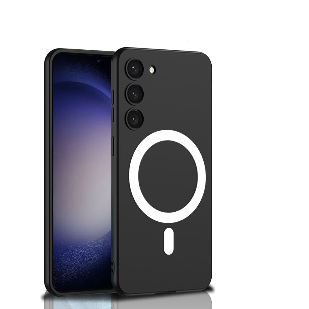 Galaxy S23 Plus Kılıf Wireless Şarj Özellikli Zore Kıpta Magsafe Silikon Kapak Siyah