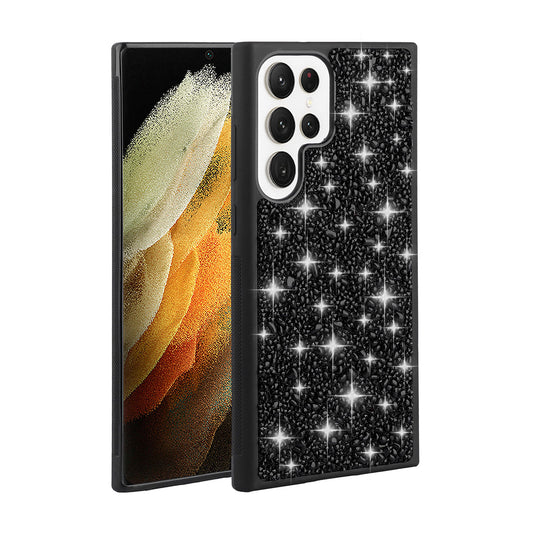 Galaxy S23 Ultra Kılıf Parlak Taşlı Tasarım Zore Linea Kapak Siyah