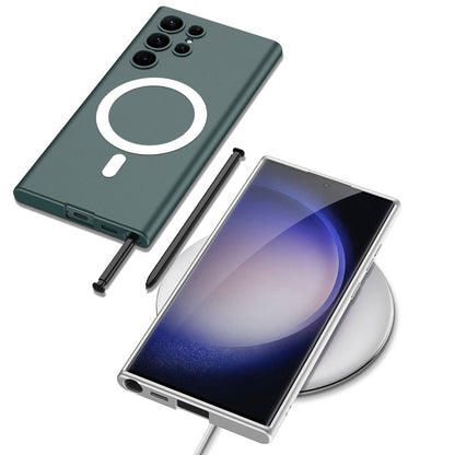 Galaxy S23 Ultra Kılıf Wireless Şarj Özellikli Zore Kıpta Magsafe Silikon Kapak Siyah