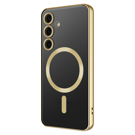 Galaxy S24 FE Kılıf Kamera Korumalı Magsafe Wireless Şarj Özellikli Zore Demre Kapak Gold