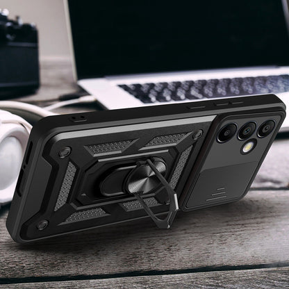 Galaxy S24 FE Kılıf Magnetik Standlı Kamera Korumalı Zore Sürgülü Vega Kapak Siyah