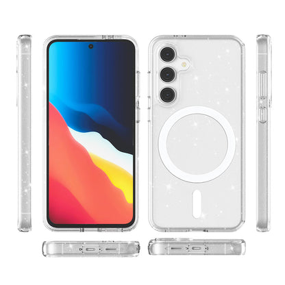 Galaxy S24 FE Kılıf Magsafe Şarj Özellikli Parlayan Simli Saydam Renkli Zore Allstar Kapak Şeffaf