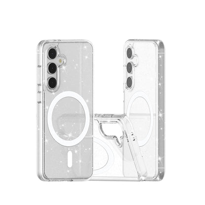 Galaxy S24 FE Kılıf Magsafe Şarj Özellikli Parlayan Simli Saydam Renkli Zore Allstar Kapak Şeffaf