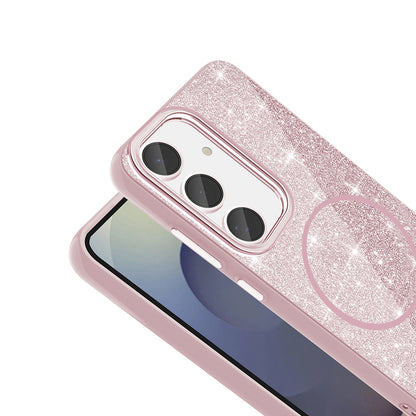 Galaxy S24 FE Kılıf Magsafe Şarj Özellikli Parlayan Simli Zore Okso Kapak Siyah