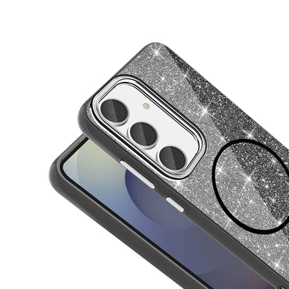 Galaxy S24 FE Kılıf Magsafe Şarj Özellikli Parlayan Simli Zore Okso Kapak Gold