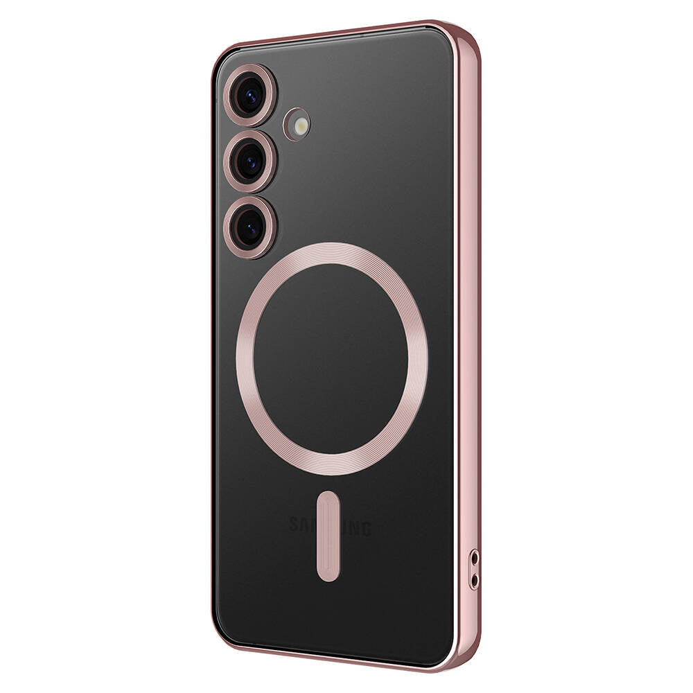Galaxy S24 Kılıf Kamera Korumalı Magsafe Wireless Şarj Özellikli Zore Demre Kapak Rose Gold