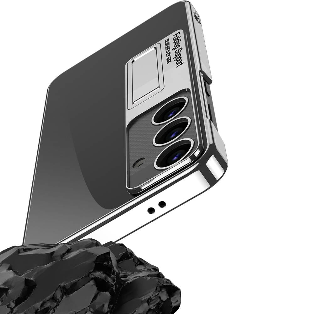 Galaxy S24 Plus Kılıf Kamera Korumalı Şeffaf Tasarımlı Zore Lego Standlı Kapak Gümüş