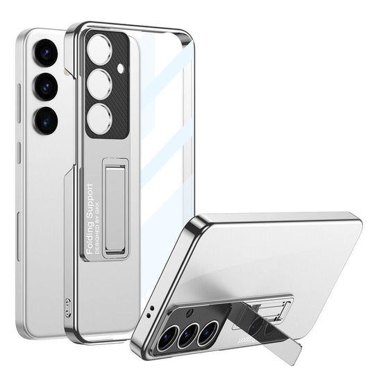 Galaxy S24 Plus Kılıf Kamera Korumalı Şeffaf Tasarımlı Zore Lego Standlı Kapak Gümüş