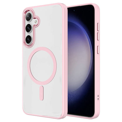 Galaxy S24 Plus Kılıf Magsafe Şarj Özellikli Zore Krom Magsafe Silikon Kapak Pembe
