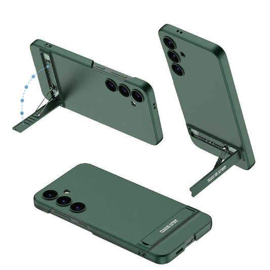 Galaxy S24 Plus Kılıf Zore Kamera Korumalı Dikey Standlı Ays Kapak Koyu Yeşil