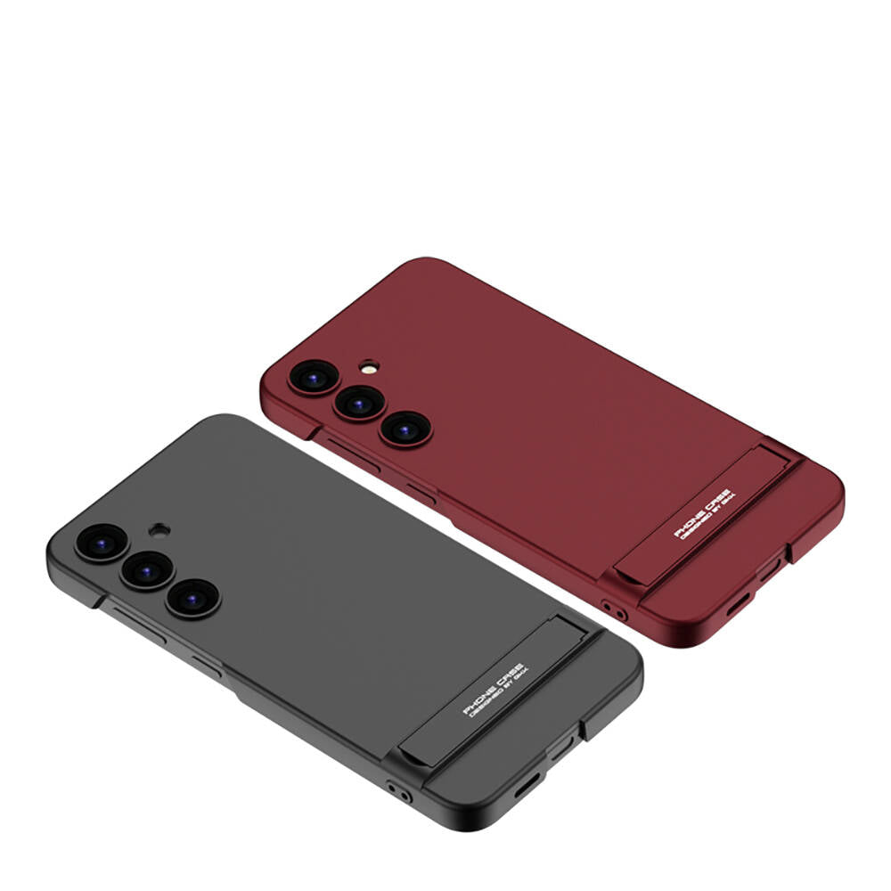 Galaxy S24 Plus Kılıf Zore Kamera Korumalı Dikey Standlı Ays Kapak Gümüş