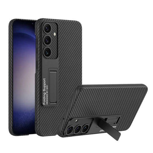 Galaxy S24 Plus Kılıf Zore Kıpta Standlı Kapak Siyah Karbon