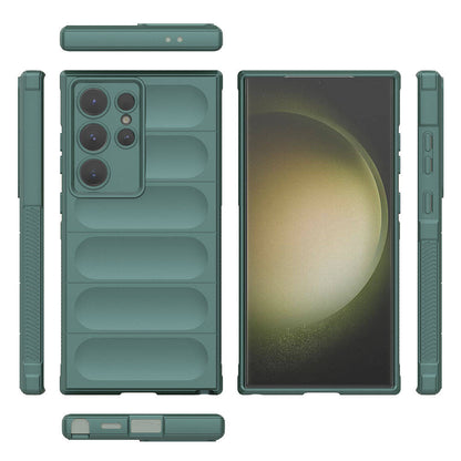 Galaxy S24 Ultra Kılıf Esnek TPU Oyuklu Arka Yüzey Tasarımlı Zore Etnik Silikon Kapak Lacivert