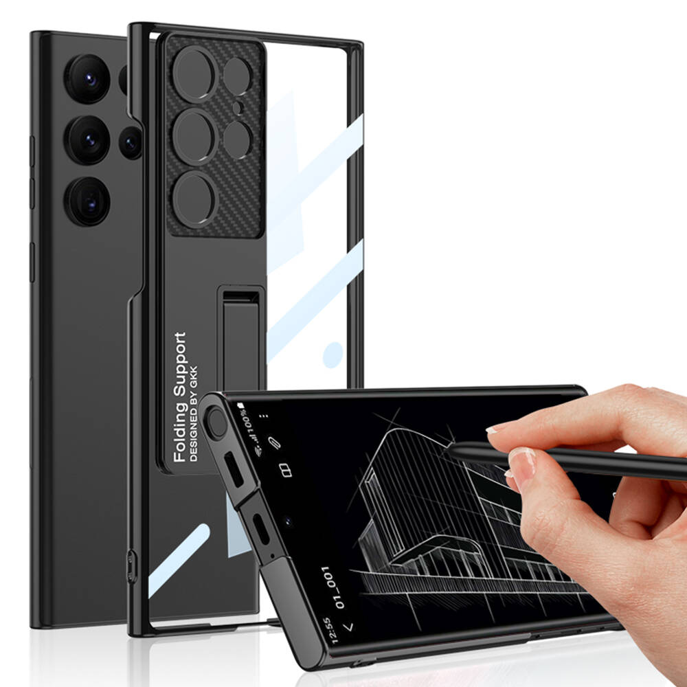 Galaxy S24 Ultra Kılıf Kamera Korumalı Şeffaf Tasarımlı Zore Lego Standlı Kapak Yeşil