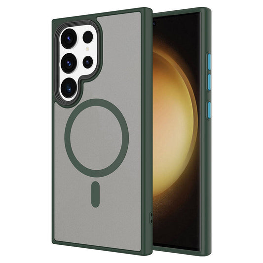 Galaxy S24 Ultra Kılıf Sert PC Arka Yüzey Wireless Şarj Özellikli Zore Flet M-safe Kapak