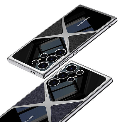 Galaxy S24 Ultra Kılıf Ultra İnce Kamera Korumalı PC + Deri Arka Yüzey Zore X-Pro Kapak Siyah