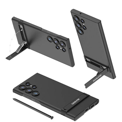 Galaxy S24 Ultra Kılıf Zore Kamera Korumalı Dikey Standlı Ays Kapak Koyu Yeşil