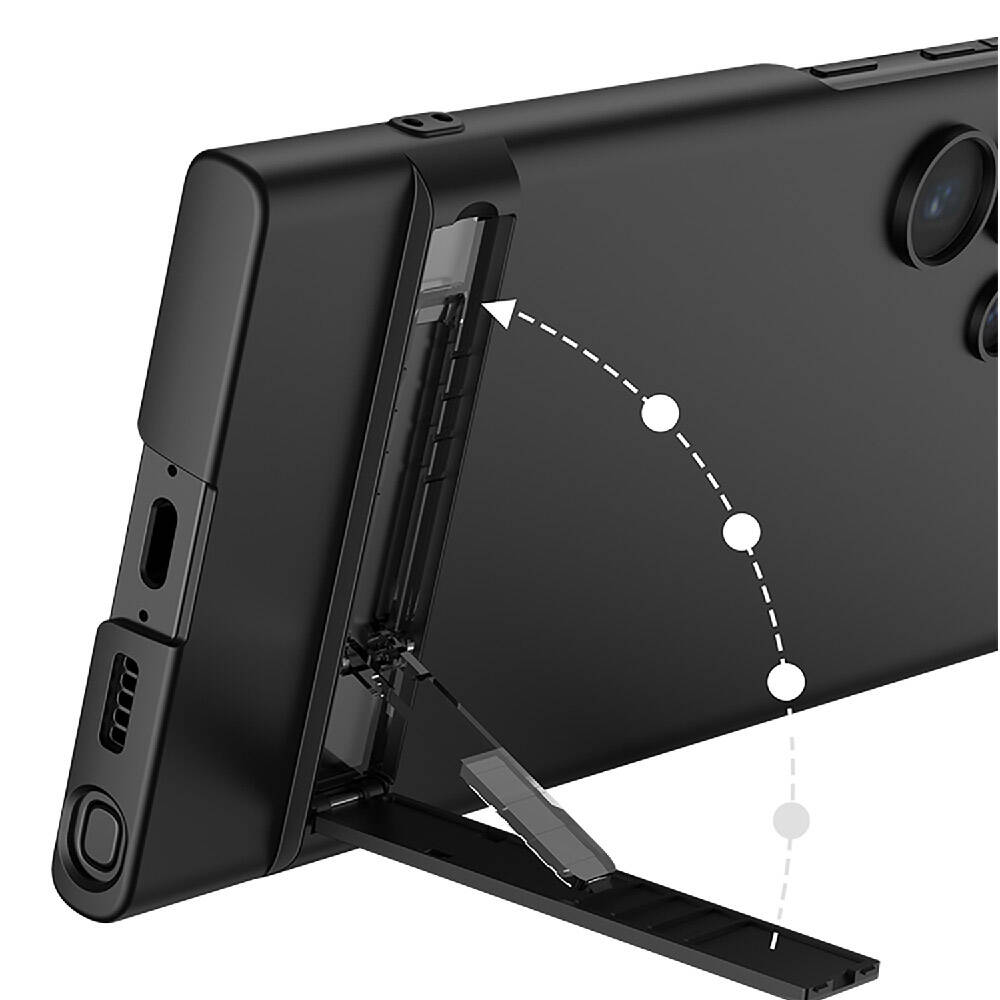 Galaxy S24 Ultra Kılıf Zore Kamera Korumalı Dikey Standlı Ays Kapak Gümüş