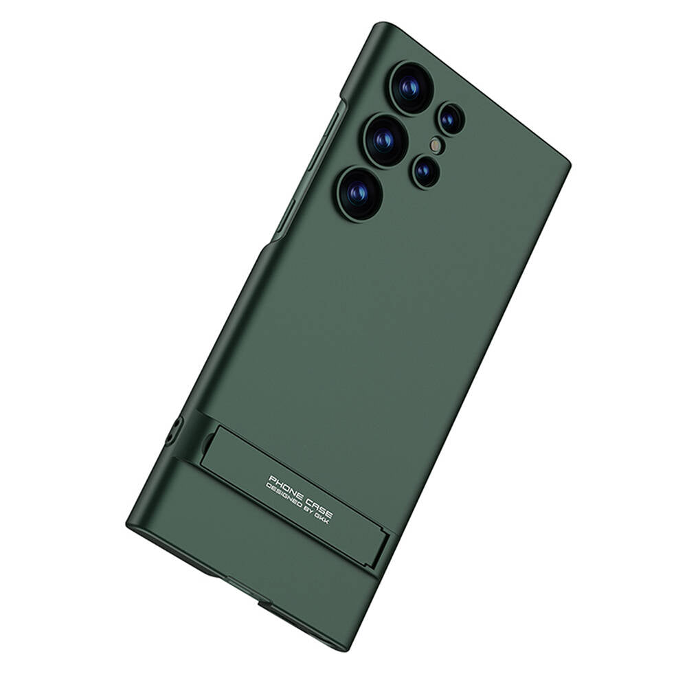 Galaxy S24 Ultra Kılıf Zore Kamera Korumalı Dikey Standlı Ays Kapak Koyu Yeşil