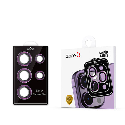 Galaxy S24 Ultra Zore Kamera Lens Koruyucu Cam Filmi Derin Mor
