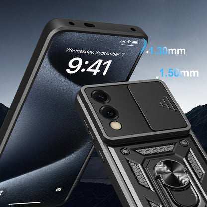 Galaxy S25 Edge Kılıf Magnetik Standlı Kamera Korumalı Zore Sürgülü Vega Kapak Mavi