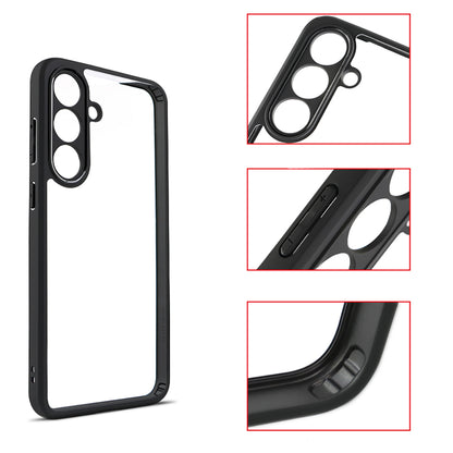 Galaxy S25 FE Kılıf Kamera Korumalı Şeffaf Arka Yüzey Zore New Roll Kapak Siyah