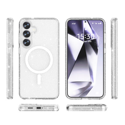 Galaxy S25 Plus Kılıf Magsafe Şarj Özellikli Parlayan Simli Saydam Renkli Zore Allstar Kapak Pembe