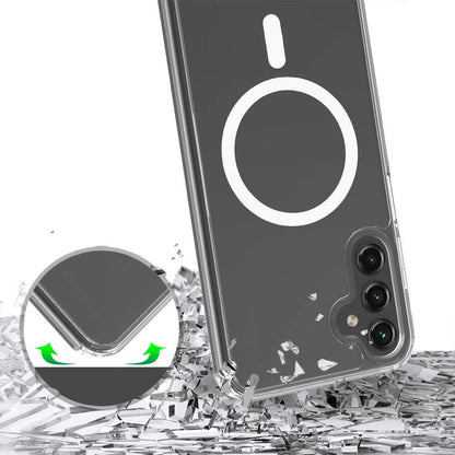 Galaxy S25 Plus Kılıf Magsafe Şarj Özellikli Şeffaf Sert PC Zore Embos Kapak Şeffaf