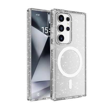Galaxy S25 Ultra Kılıf Magsafe Şarj Özellikli Parlayan Simli Saydam Renkli Zore Allstar Kapak Şeffaf