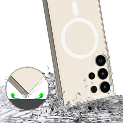 Galaxy S25 Ultra Kılıf Magsafe Şarj Özellikli Şeffaf Sert PC Zore Embos Kapak Şeffaf